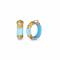 14K Yellow Gold Over Sterling Silver Mini Gold Leaf Acrylic Hoops in Ice Blue