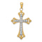 14K Two-tone Gold  Textured Cross Pendant