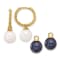 14K Yellow Gold 7-8mm Black and White Freshwater Cultured Pearl
Removable Dangle Hoop Earrings