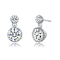 Two-Stone CZ Milgrain Drop Earrings In White Rhodium Over Brass