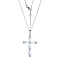 Blue Tanzanite 10k White Gold Cross Pendant With Chain 0.77ctw