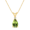 8x5mm Pear Shape Peridot with Diamond Accent 14k Yellow Gold Pendant
With Chain