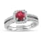 1.11ctw Diamond and Ruby  Ring 14k White Gold