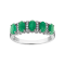 Emerald and Diamond Sterling Silver 5-Stone Ring 1.38ctw