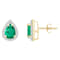 7x5mm Pear Shape Created Emerald And Created White Sapphire 10k Yellow
Gold Halo Stud Earrings