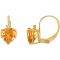 10K Yellow Gold Citrine and Diamond Heart Leverback Earrings 1.75ctw