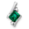 Rhodium Over 10k White Gold 0.48 ctw Cushion Lab Created Emerald and
Diamond Chain Slide Pendant