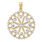 14k Two-tone Gold Diamond-Cut Flower Pendant