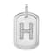 Rhodium Over 14k White Gold Diamond Initial H Dog Tag Charm