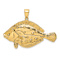 14k Yellow Gold 3D Textured Flounder Fish Charm