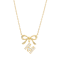 CZ Initial M Bow Pendant Necklace In 14K Gold Over Sterling Silver 0.23ctw
