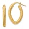 14K Yellow Gold 7/8" Small Textured Oval Hoop Earrings