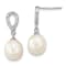 Rhodium Over Sterling Silver 8-9mm Rice FWC Pearl Cubic Zirconia Post
Dangle Earrings
