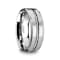LANNISTER Men’s Tungsten Flat Wedding Band with Steel Wire Cable Inlay
and Beveled Edges 8mm