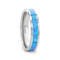 QUASAR Tungsten Wedding Band with Blue Green Opal Inlay 4mm