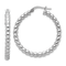 Rhodium Over Sterling Silver Polished 3mm Beaded Hoop Earrings