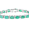 Emerald And White Zircon Tennis Bracelet In Sterling Silver 22.04ctw