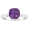 8mm Square Cushion Amethyst Rhodium Over Sterling Silver Ring