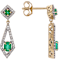 Zambian Emerald And Diamond Earrings In 10K Gold
