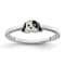 Rhodium Over Sterling Silver Black and White Enameled Puppy Children's Ring