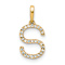 14k Yellow Gold Diamond Letter S Initial Pendant