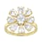 CZ Flower Ring In 18K Gold Over Sterling Silver 6.12ctw