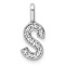 14K White Gold Diamond Letter S Initial Pendant