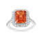 Peach Orange Lab Created Padparadscha Sapphire & Moissanite Rhodium
Over Silver Halo Ring