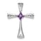 Rhodium Over 14k White Gold Amethyst and Diamond Cross Chain Slide Pendant