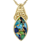 Mohave Turquoise Marquise Pendant Necklace In 18K Gold Over Sterling Silver