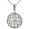 11-12mm Button White Cultured Freshwater Pearl and CZ Rhodium Over
Sterling Silver Pendant