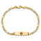 14k Yellow Gold Medical Soft Diamond Shape Red Enamel Figaro Link ID Bracelet