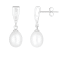 7-8mm White Cultured Freshwater Pearl and Cubic Zirconia Rhodium Over
Sterling Silver Earrings