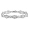 Rhodium Over 14k White Gold Textured Fancy Floral Link Bracelet