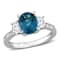 London Blue Topaz and Diamond 14K White Gold Ring 3.10ctw