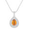 8x5mm Pear Shape Citrine And White Topaz Rhodium Over Sterling Silver
Double Halo Pendant w/Chain