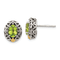 Sterling Silver with 14K Accent Antiqued Peridot Post Earrings
