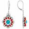 Turquoise And Coral Dangle Sterling Silver Earrings 7mm