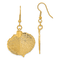 24k Yellow Gold Dipped Aspen Leaf Gold-tone Dangle Earrings
