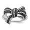 Rhodium Over Sterling Silver Black and White Diamond Bow Ring