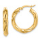14k Yellow Gold 15/16" Polished Twisted Hoop Earrings
