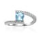 Blue Topaz with White Sapphire Accents Sterling Silver Bypass Ring, 1.11ctw
