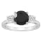 8mm Round Black Onyx And White Topaz Rhodium Over Sterling Silver
3-Stone Ring