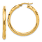 14k Yellow Gold 1 5/16" Polished and Diamond-cut Hoop Earrings