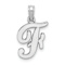 Rhodium Over 14k White Gold Polished Script Letter F Initial Pendant