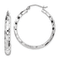 Rhodium Over 14k White Gold Diamond-Cut 13/16" Hoop Earrings
