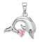 Rhodium Over Sterling Silver Polished and Antiqued Pink Cubic Zirconia
Dolphin Pendant