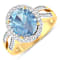 3.29 ctw Oval Blue Aquamarine and Diamond 14K Yellow Gold Split Shank
Halo Ring