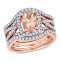 Morganite and Diamond 10K Rose Gold Ring 1.64ctw
