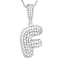 CZ Initial F Bubble Letter Pendant Necklace In Sterling Silver 1.52ctw